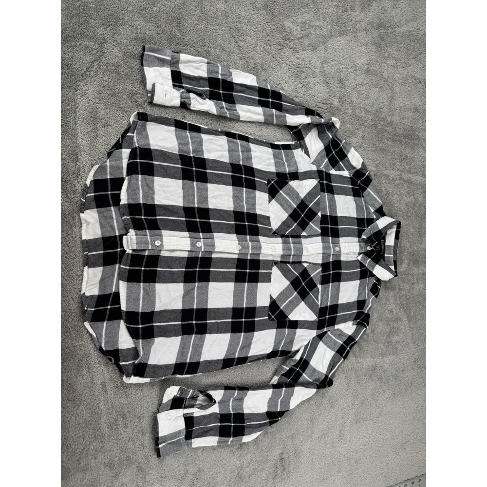 Express Womens Flannel Long Sleeve Button Down Shirt Plaid Size XS Pockets